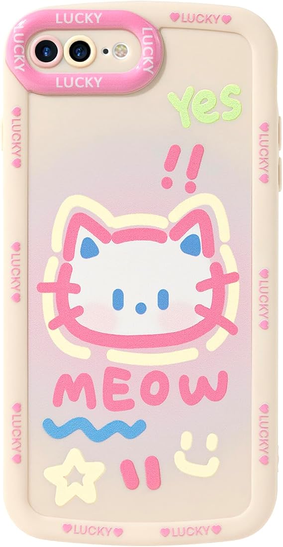 キュート 電話ケース iPhone 7 Plus対応 キティ キャット iPhone 8 Plus ケース ガーリー 動物 漫画 ソフトタッチ TPU 高耐久 保護 バンパー カバー ガールズ レディース