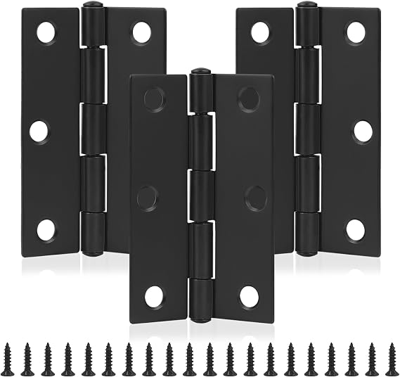 3PCS Door Hinges 75mm(3 Inch) Black Butt Hinges with 20PCS Screws