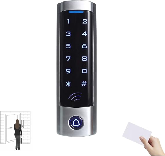 Touch Access Control Keypad, Waterproof Door Opener Keypad with Wiegand 26-bit Interface, Support 2000 Users & RFID Card, 125 khz Entry Security Access Control System for Home, Garage, Office