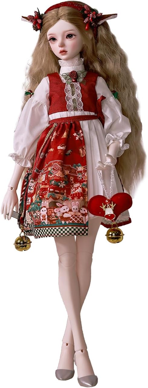 Oueneifs Celiabjd Bjd Doll 1/4 Christmas Fullset Ball Jointed Dolls Red Dress Party Gift