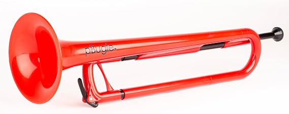 pBugle Plastic Bugle Beginner Starter Kids Bb Cavalry Trumpet with 7C Plastic Mouthpiece - Red