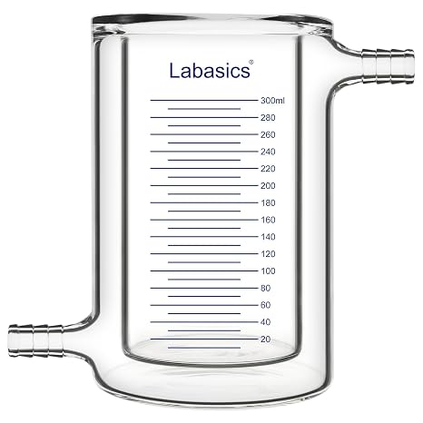 Labasics Jacketed Beaker, Double Walled Glass Beaker, 300 ml