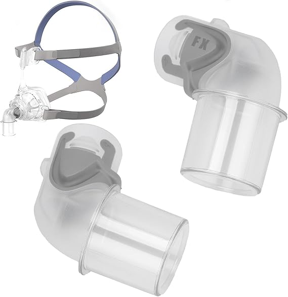 ResMed Replacement Elbow Connector for Mirage FX, Mirage FX Elbow, Replacement Elbow Connector Assembly Accessory Fits Mirage FX Nose Guard 2 Pieces Translucent