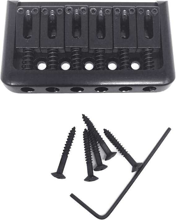 6-String Guitar Fixed Bridge with Screws Top Load, Black