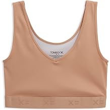TomboyX V Neck Compression Bra, Chest Binder Alternative, Full Coverage Medium Support, Athletic Sports Bra, (XS-4X)