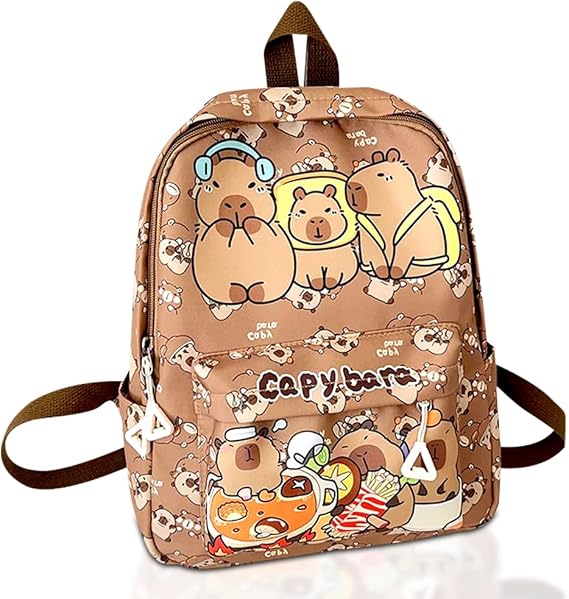Capybara Backpacks, Capybara Pencil Case Children's Rucksack Silicone Pencil Pouch Holder Cartoon Schoolbag Lightweight Rucksack Nursery Book Bag Travel Bag Casual Daypack for Kids