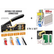 Yeni Nesil Ez Rj45 Sıkma Pensesi + Rj45 - R11 Test Cihazı + 100 Adet Yeni Nesil Ez 8Pc8C Utp Jak Set