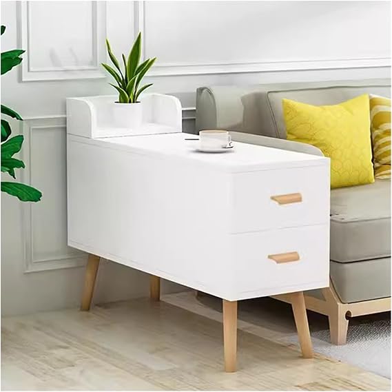 Small Coffee Table Side Table Sofa Buffet Household Living Room Buffet Multifunctional Narrow Long Storage Cabinet Wheels and Open Shelf (40 x 80 x 55 cm)