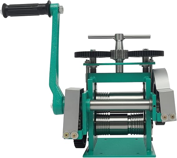 Kazafa Manual Rolling Mill Machine 3-in-1 Function Hand Crank Tableting Jewelry Press Tool with Adjustable Rollers Spacing, Manual Combination Rolling Mill Presser for Jewelry Shops, DIY Creators