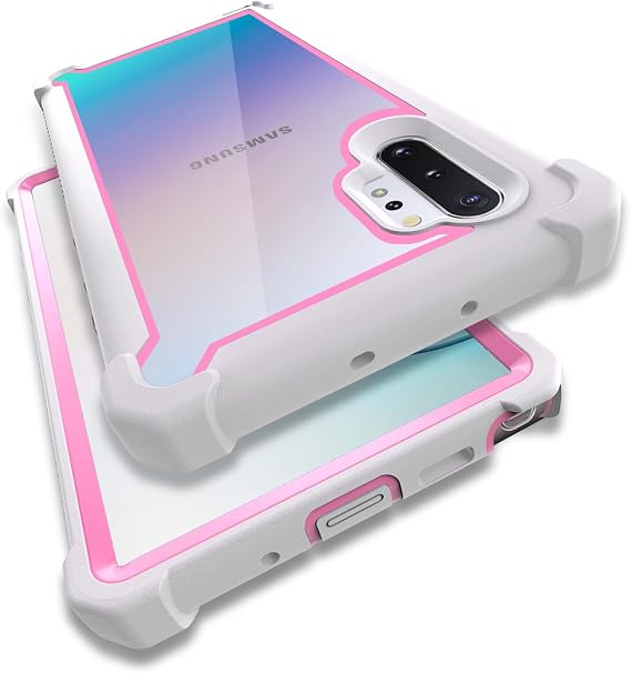 Samsung Galaxy Note 10 Plus用ケース スクリーンプロテクター付き フルボディ保護 ハイブリッド 二層 耐衝撃 アクリル バックケースカバー Galaxy Note 10 Plus 5G 6.8インチ用 ホワイトピンク