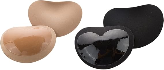 Chest Pad Silicone Pad Set of 2 Bra Pad, Swimsuit, Insert Pad, Stick, Skin-friendly, Comfortable Enjoy, Easy to Wear, Washable, Lingerie Accessories, Women's, Skin Color + Black