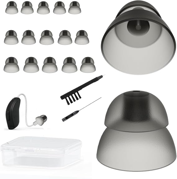Resound Compatible Hearing Aid Domes Smoky Power Dome Ear Tips Replacement (Power Trial Pack 15pcs)