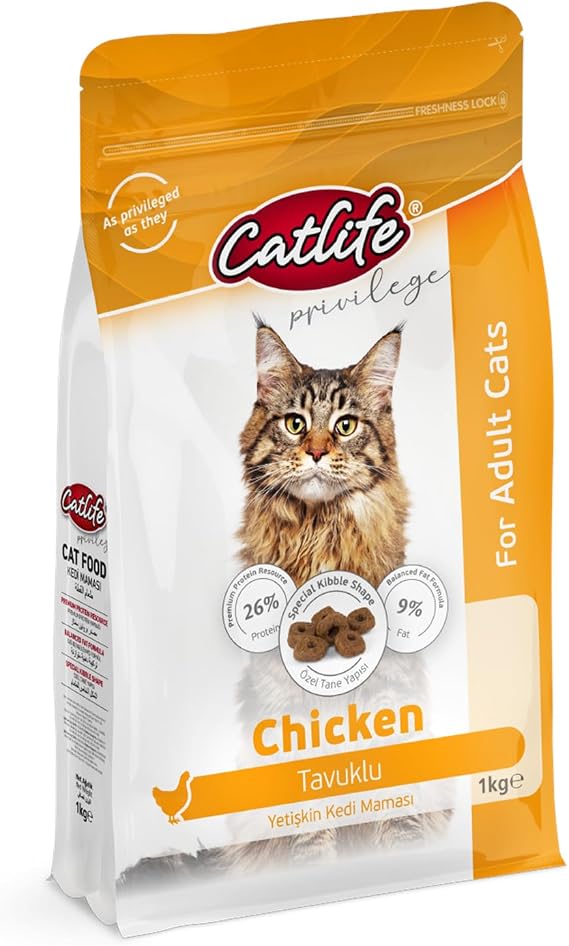Catlife Privilege Tavuklu Yetişkin Kedi Maması,%26 Protein, Özel Tane Yapısı, 1 kg