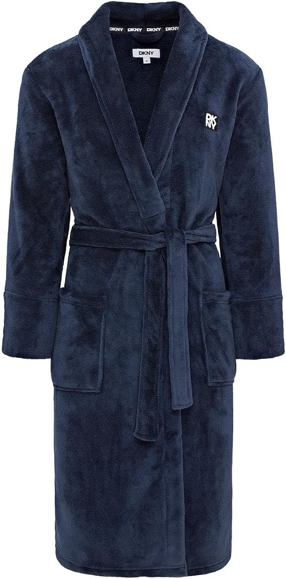 DKNY Men's Fleece Dressing Gown, Supersoft Fleece Robe with Shawl Collar and Deep Pockets, Fluffy and Comfortable, Mens Dressing Gown for Home