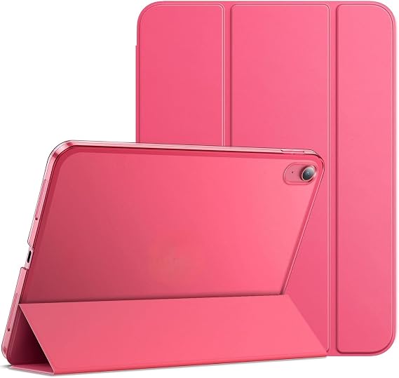 UnDePlus iPad 7. Nesil 10.2 ile uyumlu Kılıf PU Deri Smart Standlı Case A2197 A2200 A2198 Karpuz Kırmızısı