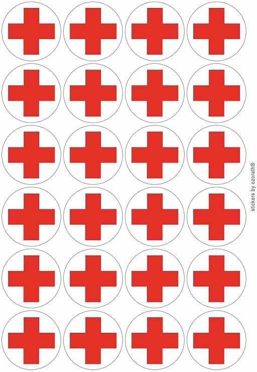 Red Cross Matt Paper Stickers