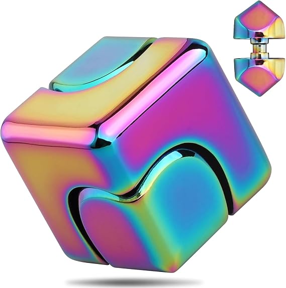 Fidget Cube, Spinner for Adults, Gadgets Desk Office Toys, Sensory Leisure Stress Relief Tabletop Toy - Gift for Kids/Girls/Teens and Men - Rainbow (Rainbow)
