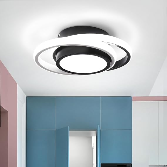 Modern Ceiling Light LED Round Shape Small Modern Ceiling Lamp Black White LED Ceiling Lights fixtures for Hallway Bedroom Aisle Corridor Kitchen Living Room Dining Room - 25W, Cool White Light 6500K [Energy Class E]