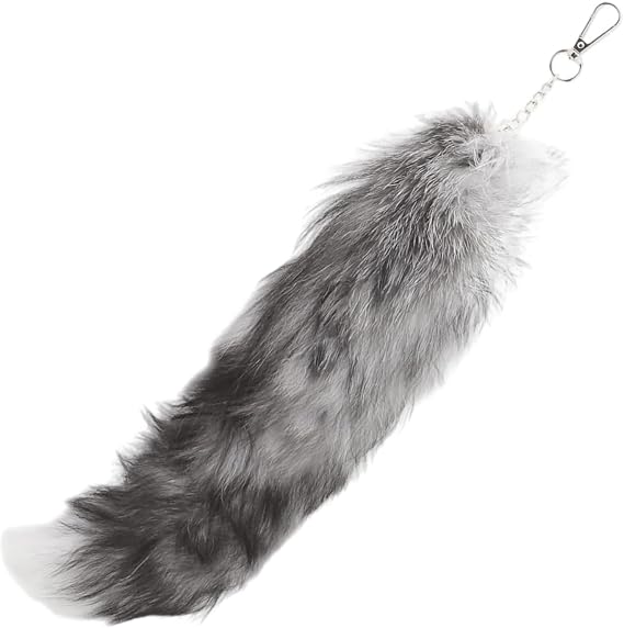 Fox Tail Pendant 40 cm Soft & Fluffy Key Ring Faux Fur Animal Tail Key Chain Decoration for Bags Car & Gifts DIY Projects