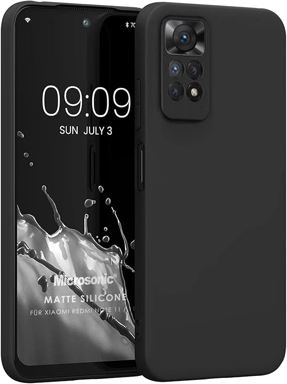 Microsonic Matte Silicone Xiaomi Redmi Note 11 için Kılıf Siyah [Redmi Note 11 ile Uyumlu Kılıf - Siyah]