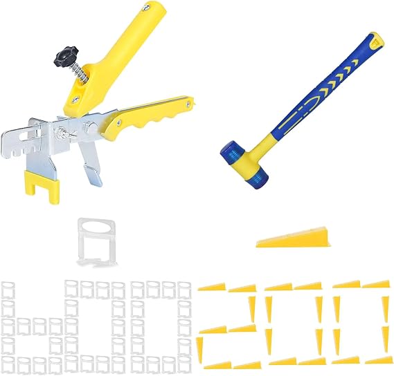 1/8 Inch Tile Leveling System Kit - 600 Spacers & 200 Reusable Wedges with Floor Tiles Pliers - Professional Stone & Ceramic Tile Installation Tools (600+200+Plier,3mm)