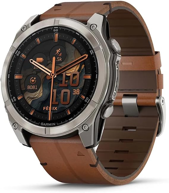 Garmin Fenix 8 – 51mm AMOLED Sapphire Karbon Gri DLC, Deri Kayışlı