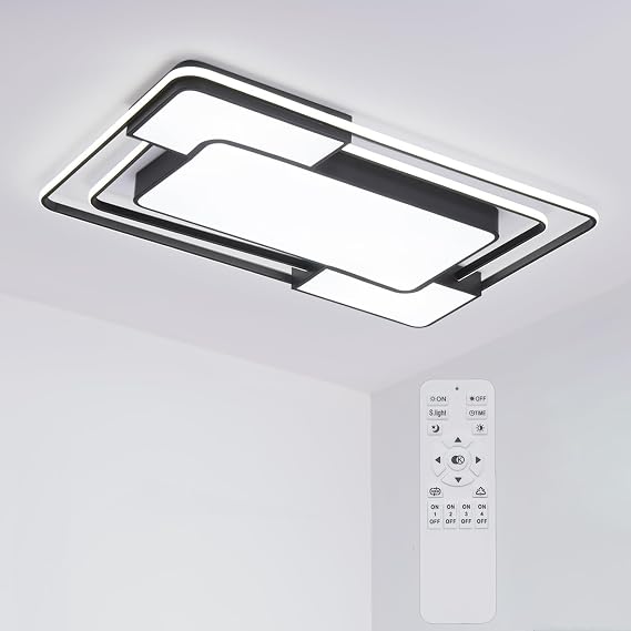 Led Ceiling Light for Living Room,Remote Control,Brightness Dimmable,3000-6500K,90×60CM,Modern,Flush Ceiling Light for Dining Room,Bedroom,Kitchen and More [Energy Class F]