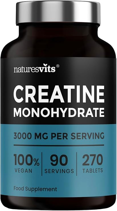 Creatine Monohydrate Tablets, 3000mg Per Serve - 270 Tablets - Gym and Nutritional Vegan Supplements for Men and Women - Post Workout Muscle Recovery - Unflavoured Formula