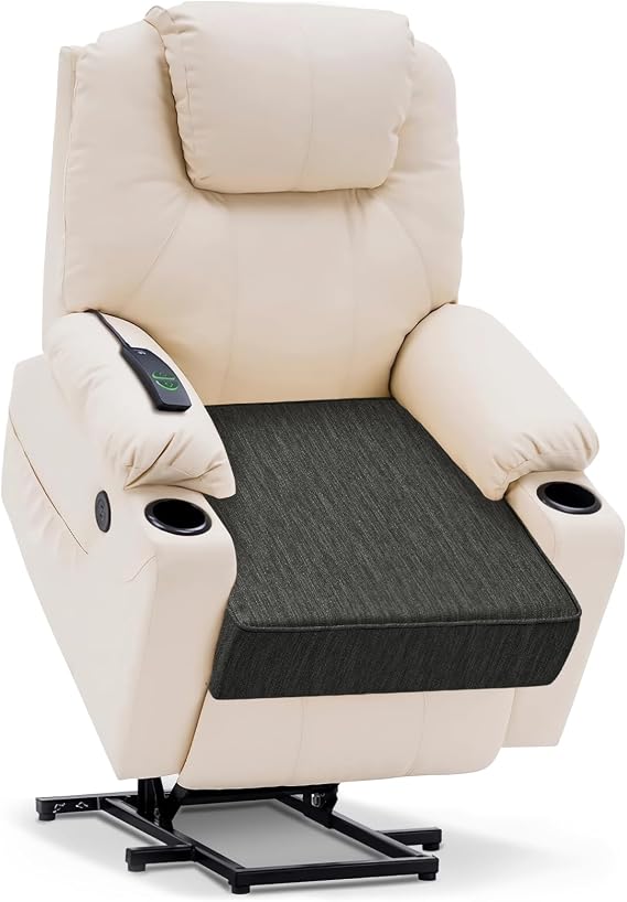 baibu Large Dual-Layer Memory Foam Chair Seat Cushion for Recliner, Couch, Armchair with Textured Washable Cover, Non-Slip Base for Tailbone Pain & Pressure Relief, 50x50x12.7cm -Black