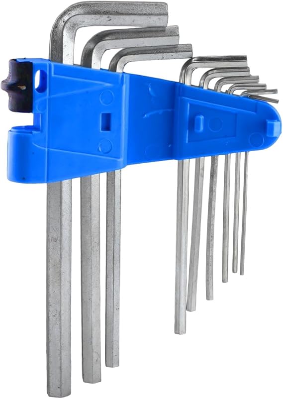 Badem10 Allen Alyan Krom Anahtar Uzun 9'lu Set Altıgen Vida Sıkma Sökme Metal 1.5 2 2.5 3 4 5 6 8 10 mm