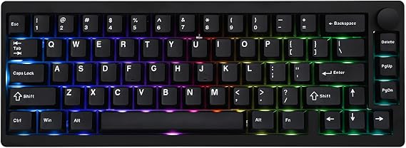 EPOMAKER P65 QMK/VIA Wireless Aluminum Gaming Keyboard, Bluetooth/2.4Ghz/USB A-C, Hot Swappable, Gasket-Mount, NKRO, for Mac/PC/PS/Xbox (Black, Wisteria Linear Switch)