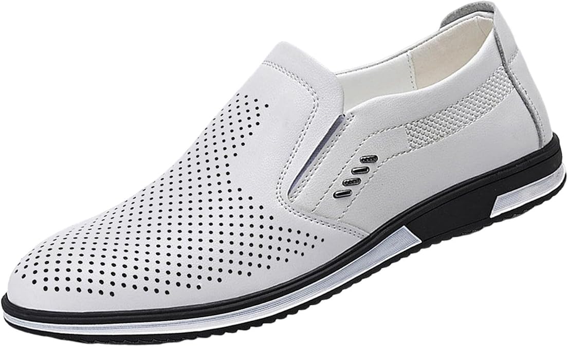 Mens Loafers Slip On Leather Shoes Dress Formal Shoes Flat Bottom Brogues Derbys Shoe Comfortable Breathable Walking Loafers British Fashion Business Shoe Casual Wedding Work