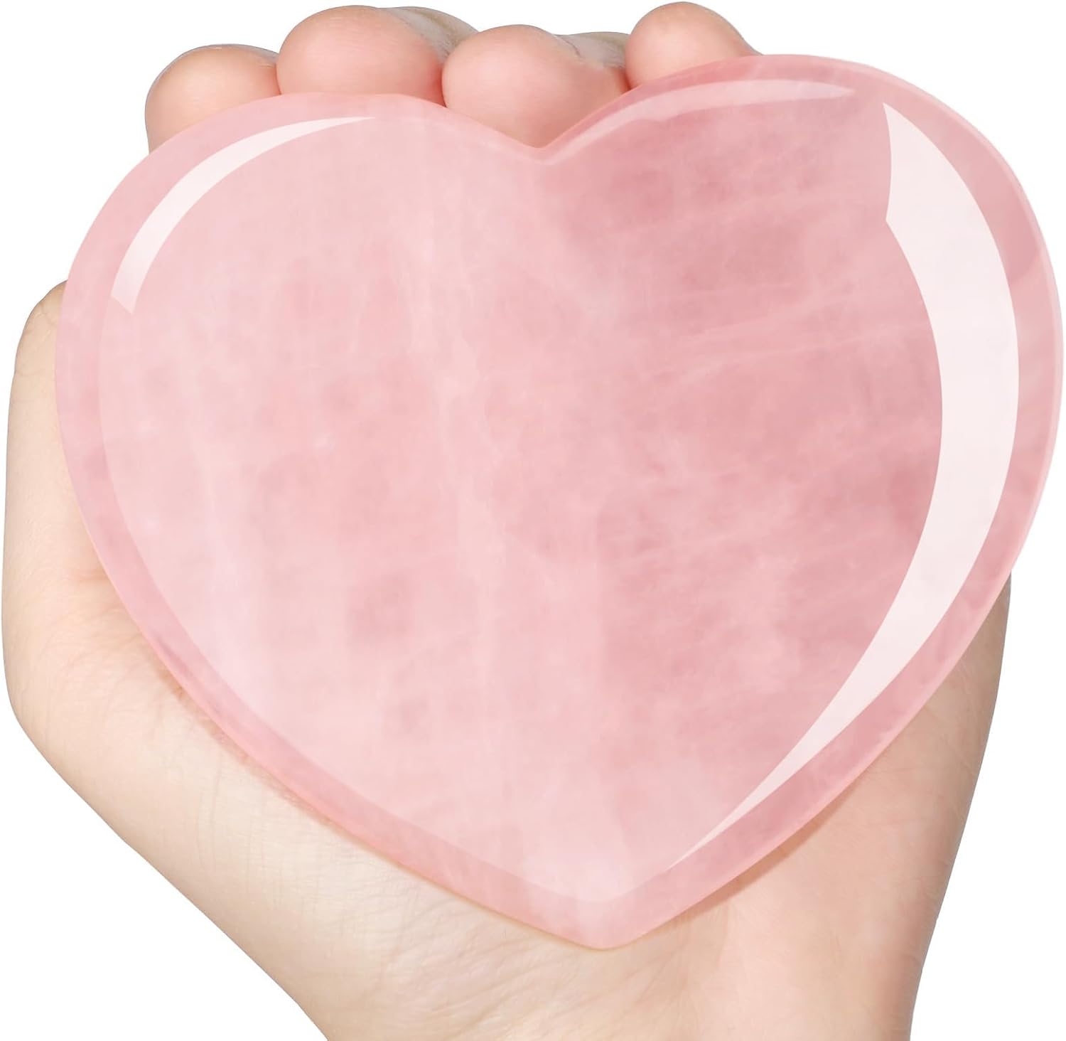 Large Rose Quartz Crystal Heart - 60mm x 60mm, Natural Pink Heart Shaped Stone for Love, Heart Love Healing Crystals Gifts for Women on Valentine's Day, Birthdays, and Thanksgiving
