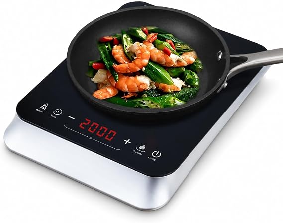 COOKTRON Portable Induction Hob 2000W With Fast Warm-Up Mode, Single Induction Cooker With 10-Level Power and Temperature Control, Electric Hot Plate With Child Lock, 4-Hour Timer