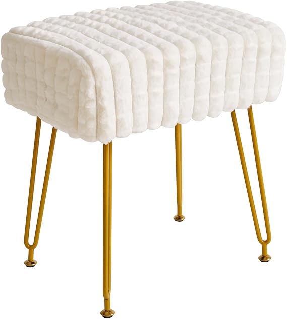 IBUYKE Makeup Vanity Chair, Rectangular Footrest Stool, White WBD003W