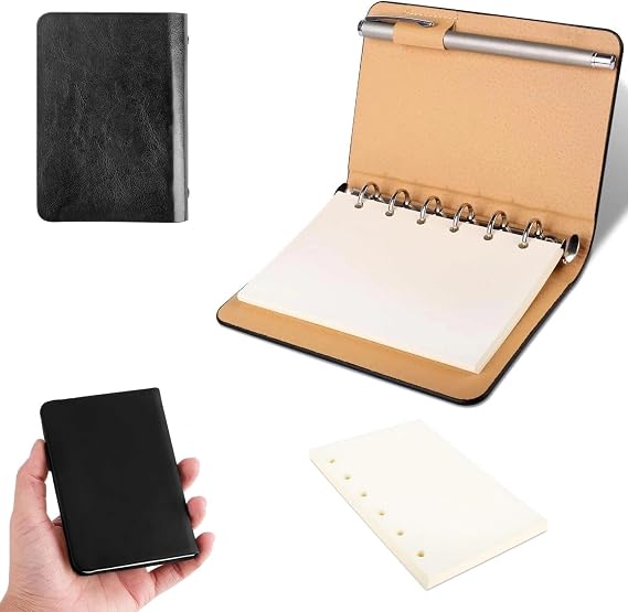 Small Notebook Ring Binder A7 Refillable 6 Ring Binder