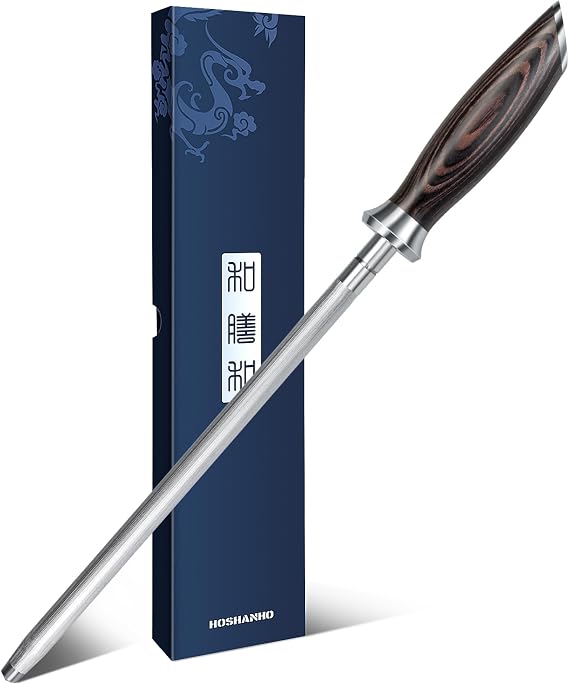 HOSHANHO Chaira Sharpening Knives, Kitchen Steel Sharpener 25 cm