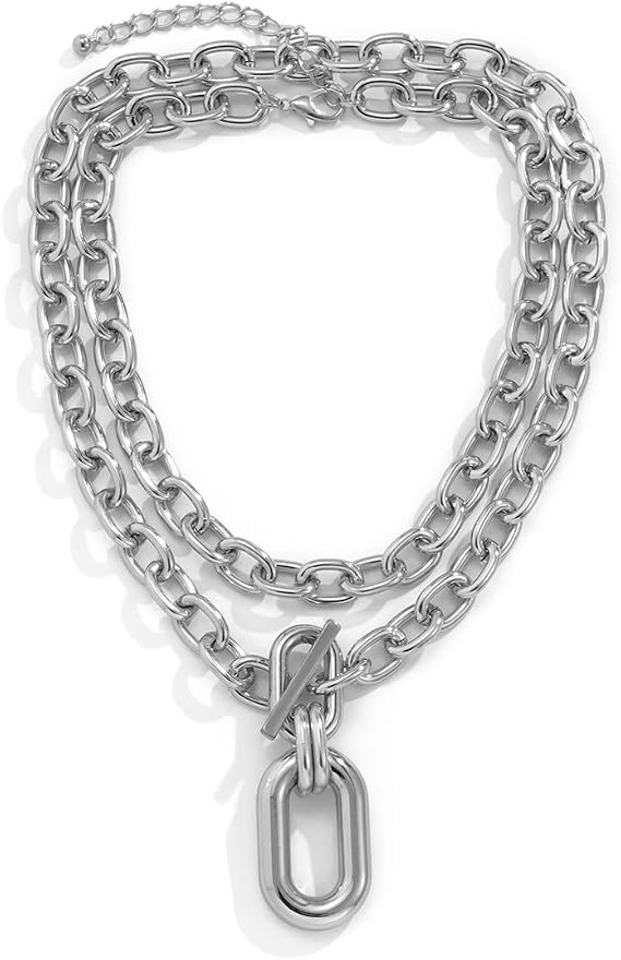 CYWQ Chunky Choker Necklaces Layered Necklace Chain Punk Thick Necklace Accessories for Women