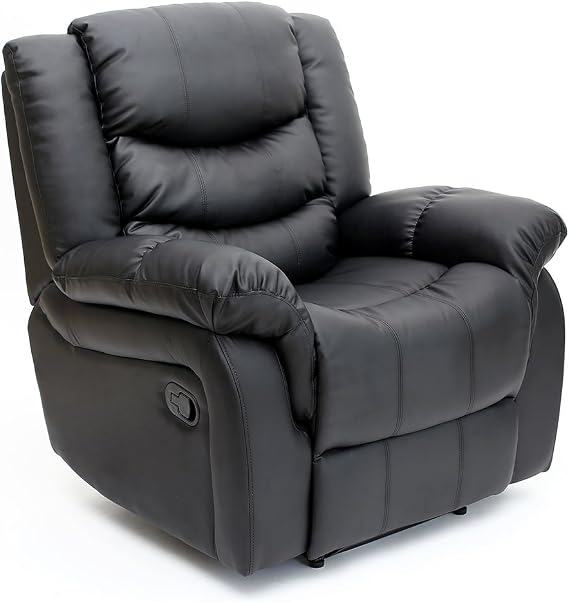 More4Homes SEATTLE BONDED LEATHER RECLINER ARMCHAIR SOFA HOME LOUNGE CHAIR RECLINING GAMING (Black)