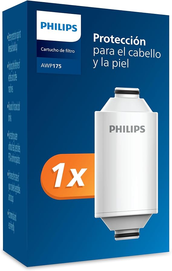 Philips Water Shower Filter Cartridge 3 Stage Filtration Removes Chlorine and Impurities Easy Installation Filter Capacity 50,000 L