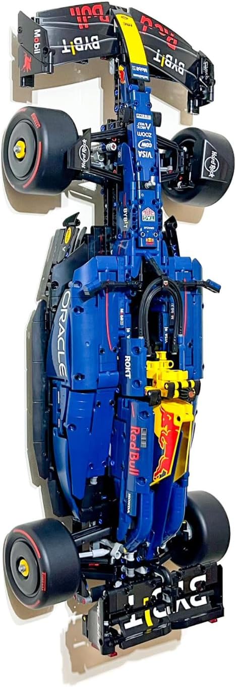 3Dudes & Dad Wall Mount Display Bracket compatible with LEGO® Technic Oracle Red Bull Racing RB20 F1 Car - Custom Designed Plastic Storage Hook for Set 42206 - Supplied With Mounting Hardware