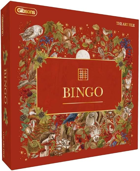 Gibsons The Art File Luxury Bingo Game – Elegant Family Board Game for Ages 8+, 2–8 Players – Premium Woodland Design with 200 Tokens – Classic Party Game Gift for All Ages