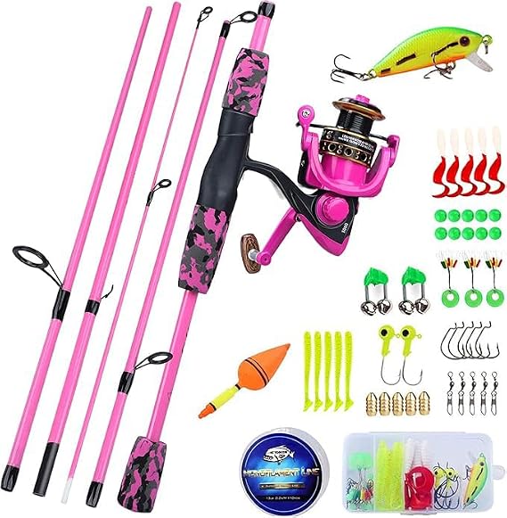 Spinning Fishing Rod,5-Piece Portable Fishing Pole and Reel Combo for Boys,Girls and Adults