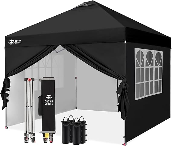 CROWN SHADES 3m x 3m Pop Up Gazebo with 4 Sides, Waterproof Event Shelter