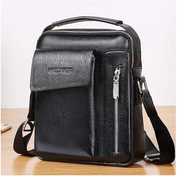 Bag Leather Waist Shoulder bag for Ebook, Tablet and for DIGMA LINX RAGE 4G (2018) - Black