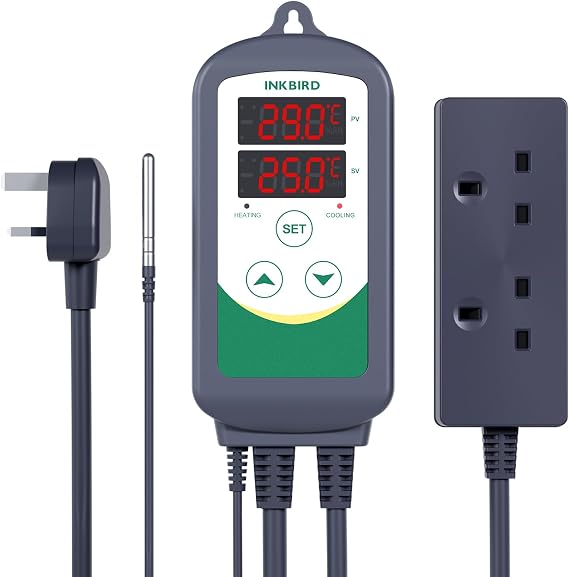 Inkbird ITC-308 Digital Temperature Controller 2-Stage Outlet Thermostat Heating and Cooling Mode Carboy Homebrew Fermenter Greenhouse Terrarium