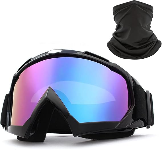 Dirt Bike Goggles with Neck Gaiter for Men Women Youth, Motorcycle Riding Motocross ATV Ski Goggles