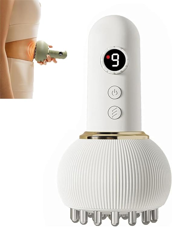 Cellulite Massager Tool, Electric Handheld Body Sculpting Machine, Lymphatic Drainage Massager with Multi-Mode, Heating Light Therapy, for Back, Legs,Shoulder,Arms and Belly (Beige)
