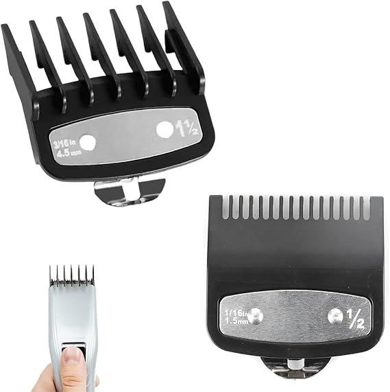 2 Pcs Clipper Guards Compatible with Wahl Clippers – Sizes 0.5 & 1.5, Professional Hair Clipper Attachment Combs for Precision Cutting, Durable & Secure Fit