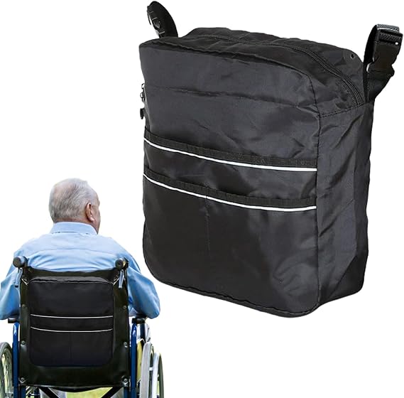 Rollator & Walker ストレージバッグ | 防水折りたたみ式アタッチメント、安全のための反射ストライプ付きモビリティエイドオーガナイザー、内側にも外側にもフィット